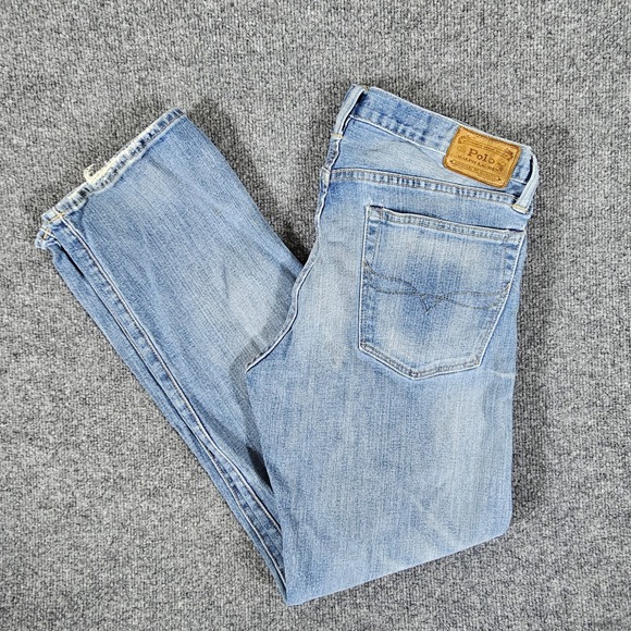 Polo Ralph Lauren Light Wash Denim Jeans Mens Tagged 32x32 Actual 31x29 Preppy - Picture 1 of 8